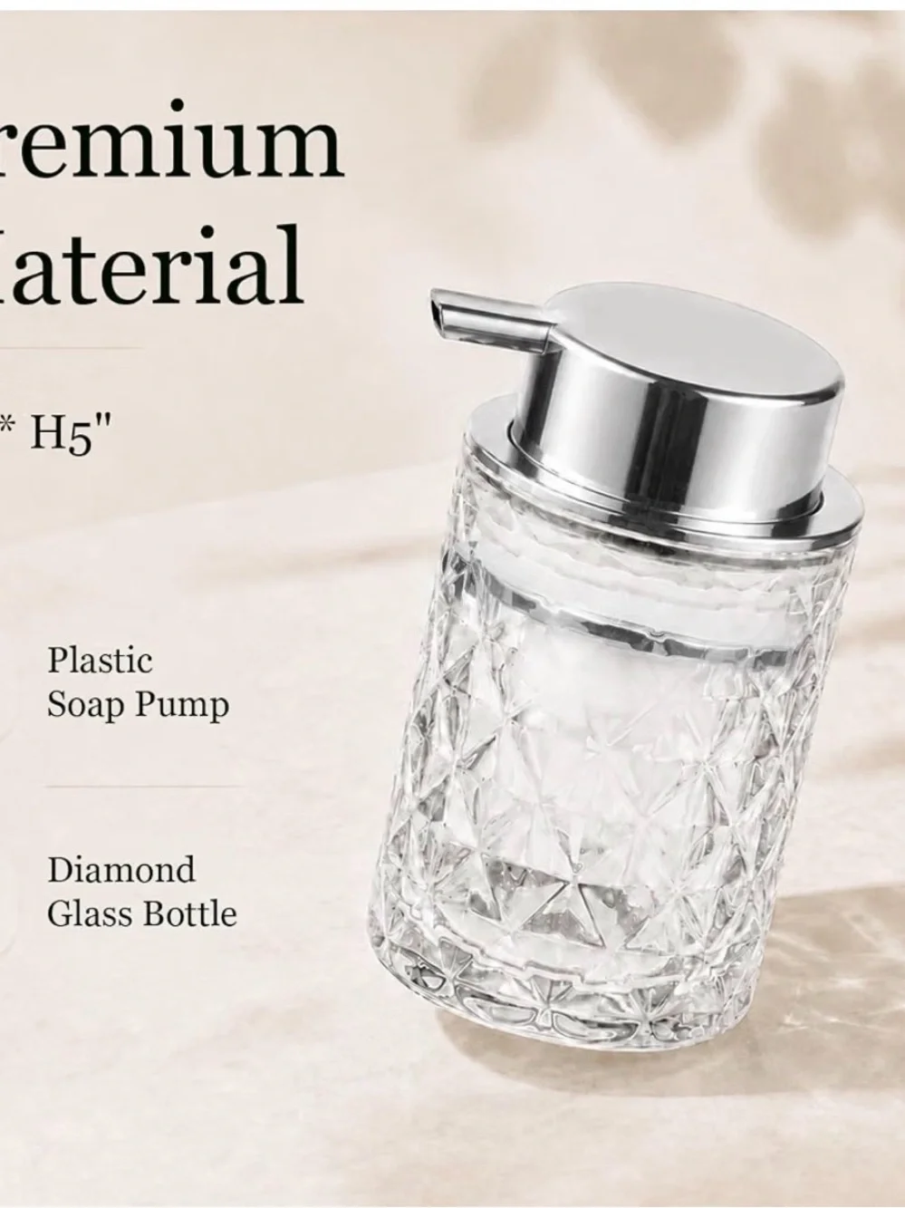 Crystal Diamond Glass Soap Dispenser - Clear